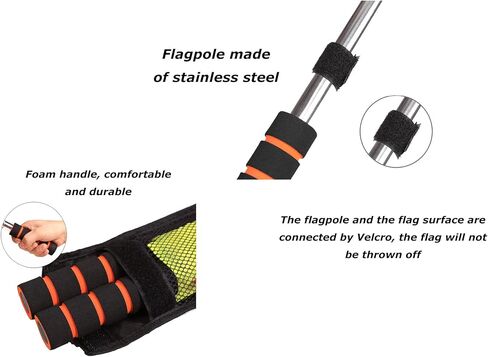 Soccer Referee Flag,Checkered Linesman Flags Set with Case，Metal Pole Foam Handle water Proof，Red Yellow Cards with Notebook and Pencil,Coach Stainless Steel Whistles with Lanyard 2Pcs (Style 2) in Kuwait