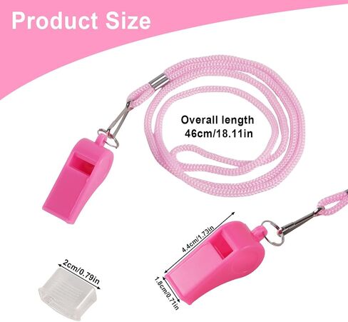2pcs Pink Whistles, Loud Plastic Whistle with Mouthpiece & Lanyard for Coaches Safety Teachers Training Lifeguard Sports Games Soccer Basketball Referee in Saudi Arabia