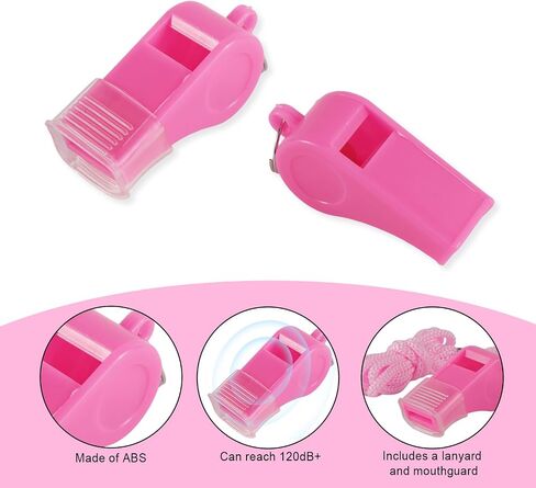 2pcs Pink Whistles, Loud Plastic Whistle with Mouthpiece & Lanyard for Coaches Safety Teachers Training Lifeguard Sports Games Soccer Basketball Referee in Saudi Arabia
