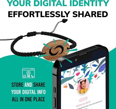 Contact CO. Smart Wooden NFC Bracelet, Sleek Tap Bracelet with Instant App-Free Sharing, Seamless Accessory for Entrepreneurs and More, Woven in Kuwait