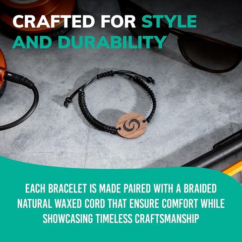 Contact CO. Smart Wooden NFC Bracelet, Sleek Tap Bracelet with Instant App-Free Sharing, Seamless Accessory for Entrepreneurs and More, Woven in Kuwait