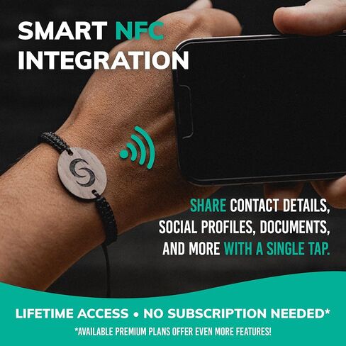 Contact CO. Smart Wooden NFC Bracelet, Sleek Tap Bracelet with Instant App-Free Sharing, Seamless Accessory for Entrepreneurs and More, Woven in Kuwait