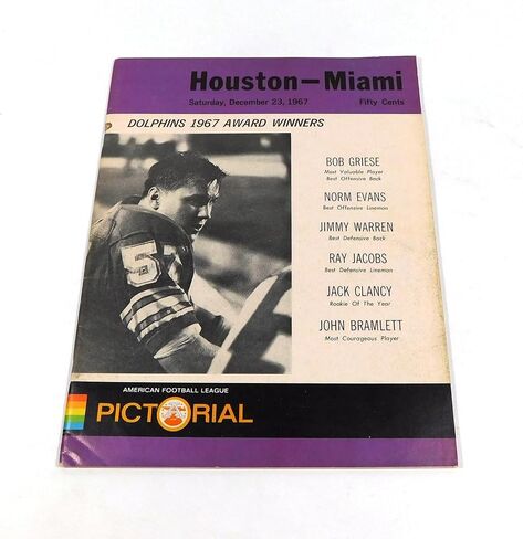 1967 Houston Oilers at Miami Dolphins AFL Football Program 12-23-67 - NFL Programs in Saudi Arabia