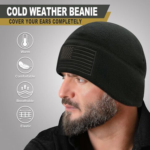 American Flag Fleece Watch Cap, Winter Warm Fleece Beanie, USA Army Military Tactical Beanie Hat in Saudi Arabia