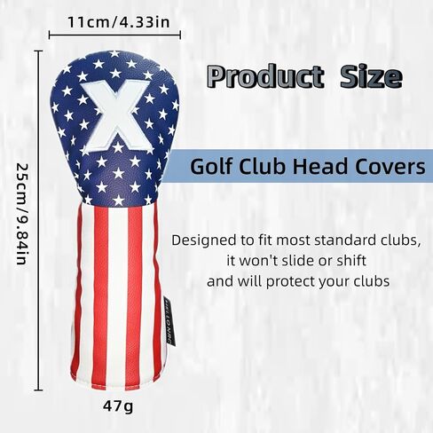 HELLO NRC Golf Head Covers, Headcover for Woods and Driver Hybrid Set, Waterproof Club Head Covers, 4pcs or 1pc PU Leather USA Stars and Stripes 1 3 5 X for Most Golf Clubs in Saudi Arabia