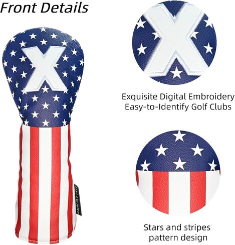 HELLO NRC Golf Head Covers, Headcover for Woods and Driver Hybrid Set, Waterproof Club Head Covers, 4pcs or 1pc PU Leather USA Stars and Stripes 1 3 5 X for Most Golf Clubs in Saudi Arabia