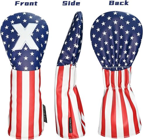 HELLO NRC Golf Head Covers, Headcover for Woods and Driver Hybrid Set, Waterproof Club Head Covers, 4pcs or 1pc PU Leather USA Stars and Stripes 1 3 5 X for Most Golf Clubs in Saudi Arabia