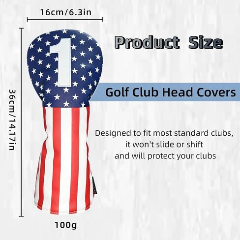 HELLO NRC Golf Head Covers, Headcover for Woods and Driver Hybrid Set, Waterproof Club Head Covers, 4pcs or 1pc PU Leather USA Stars and Stripes 1 3 5 X for Most Golf Clubs in Saudi Arabia