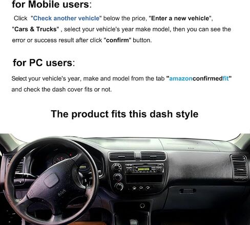 حصيرة غلاف DASH مخصص لهوندا Civic Del Sol ، حامي سجادة لوحة Dashboard F290 (أسود) in Kuwait