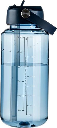 OLDLEY 32 oz Clear Water Bottle with Straw,Tritan BPA-Free, Wide Mouth, Leak Proof - for Gym, Travel, Home, School, Office (Clear) in Saudi Arabia