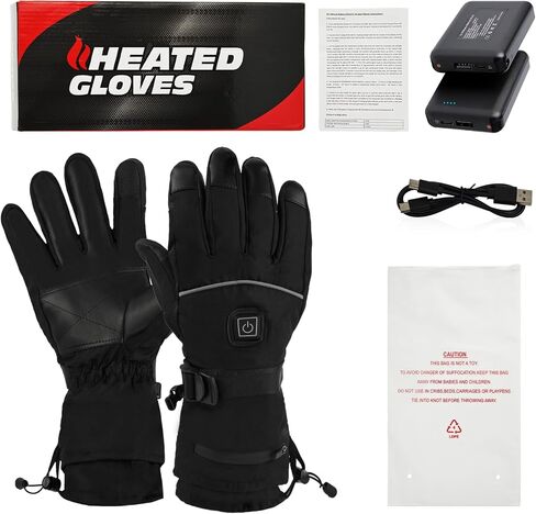 Rechargeable Heated Gloves, 3-Level Heat Settings, Waterproof Touchscreen Winter Gloves for Skiing, Cycling, Hiking in Saudi Arabia