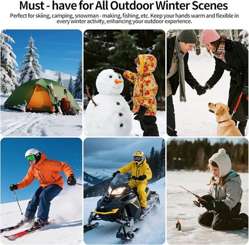 Rechargeable Heated Gloves, 3-Level Heat Settings, Waterproof Touchscreen Winter Gloves for Skiing, Cycling, Hiking in Saudi Arabia