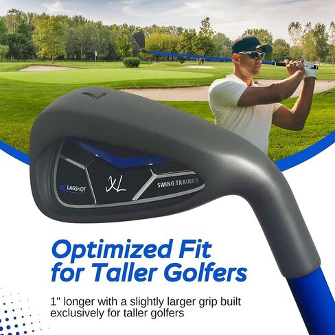 جهاز Lag Shot XL 7 Iron Swing Trainer للرجال الأطول - عمود أطول ومرن مصمم للطول والقوة | وتيرة الأخدود، والتأخر والتوقيت | قم ببناء أرجوحة قوية من أجل مسافة ودقة أفضل in Kuwait