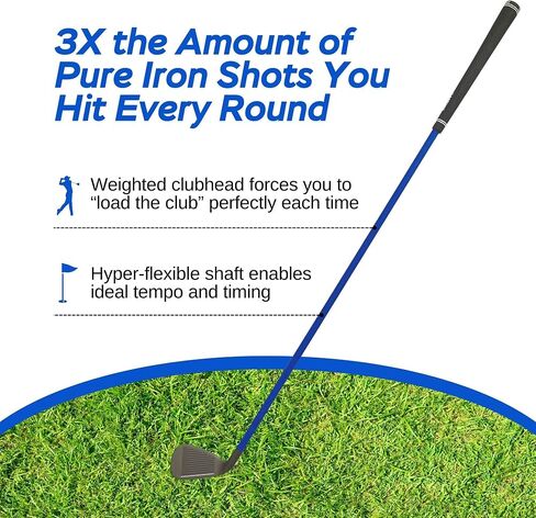 جهاز Lag Shot XL 7 Iron Swing Trainer للرجال الأطول - عمود أطول ومرن مصمم للطول والقوة | وتيرة الأخدود، والتأخر والتوقيت | قم ببناء أرجوحة قوية من أجل مسافة ودقة أفضل in Kuwait