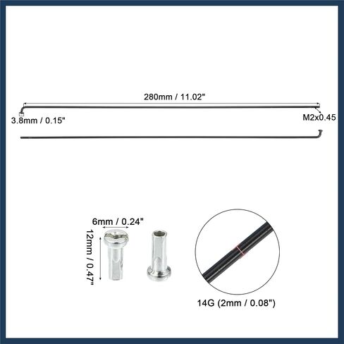 36 قطعة 14G J Bend 280mm x 2mm المتحدث دراجة دراجة مع الحلمات الصلب الأسود تصميم أنيق in Saudi Arabia