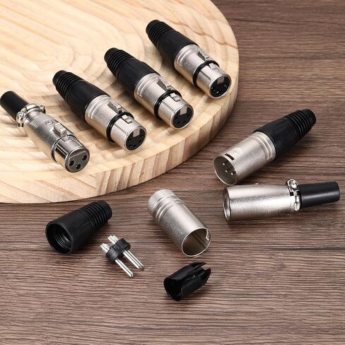 MECCANIXITY 4pcs 3 Pin XLR Male Connector, Microphone Audio Cable Plug Mic Socket Accessories for Mixer, Power Amplifier, Black in Saudi Arabia