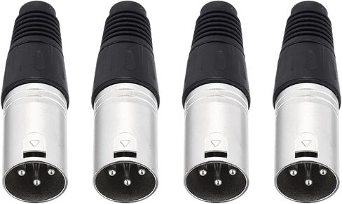 MECCANIXITY 4pcs 3 Pin XLR Male Connector, Microphone Audio Cable Plug Mic Socket Accessories for Mixer, Power Amplifier, Black in Saudi Arabia