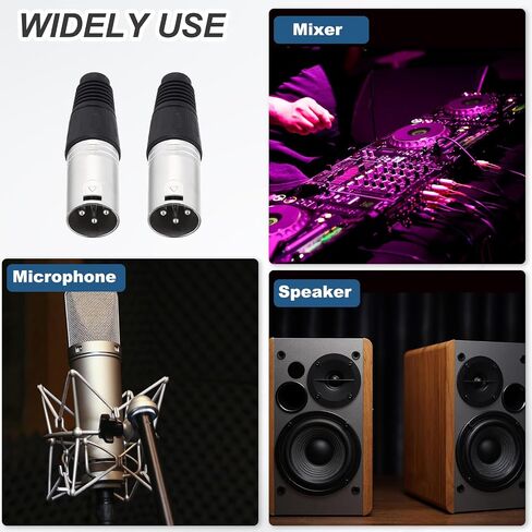 MECCANIXITY 4pcs 3 Pin XLR Male Connector, Microphone Audio Cable Plug Mic Socket Accessories for Mixer, Power Amplifier, Black in Saudi Arabia
