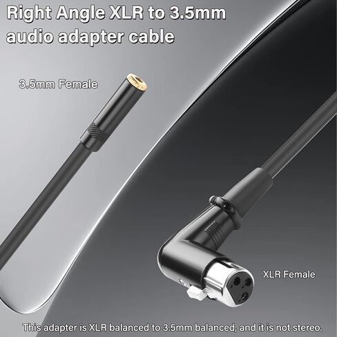 كابل محول XLR ذكر إلى 3.5 مم أنثى بزاوية قائمة 90 درجة XLR إلى 1/8 TS كابل ميكروفون، كابل 3 Pin-XL R إلى 3.5 مم (أحادي فقط) للميكروفون، وحدة التحكم بالخلط - 11.8 بوصة (3.5 مم F إلى X L R M) in Saudi Arabia