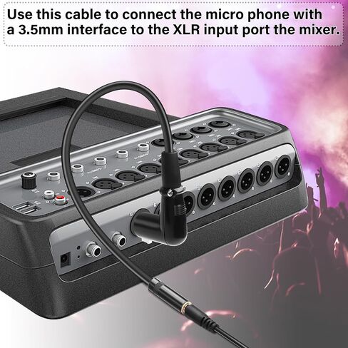 كابل محول XLR ذكر إلى 3.5 مم أنثى بزاوية قائمة 90 درجة XLR إلى 1/8 TS كابل ميكروفون، كابل 3 Pin-XL R إلى 3.5 مم (أحادي فقط) للميكروفون، وحدة التحكم بالخلط - 11.8 بوصة (3.5 مم F إلى X L R M) in Saudi Arabia