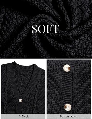 VIMPUNEC Womens Fall Casual Cardigan Sweaters Chunky Cable Knit Jackets Long Sleeve Open Front Coats in Saudi Arabia