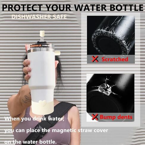 حذاء بفيونكة من السيليكون لزجاجة مياه StanleyTumbler 20-40oz وOwala 24oz وIceFlow 20oz 30oz وزجاجة مياه Hydroflask 12-24oz وغطاء مضاد للانزلاق لملحقات كأس ستانلي in Kuwait