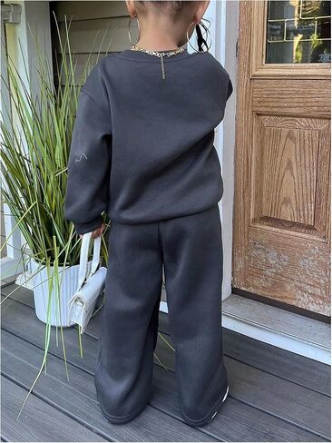 SOLY HUX Toddler Girl's Sweatsuits 2 Piece Outfits Heart Graphic Long Sleeve Sweatshirt and Sweatpants Matching Sets in Saudi Arabia