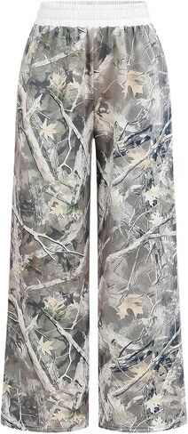 Girl's Y2k Camo Graphic Baggy Sweatpants Elastic Waist Wide Leg Workout Athletic Track Pants Trousers in Saudi Arabia