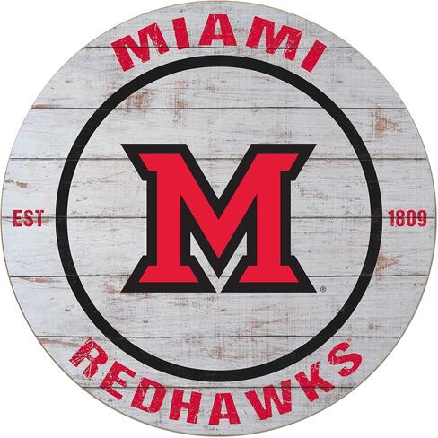 لافتة دائرية KH Sports Fan Miami University Redhawks Weathered Circle، 20x20 بوصة، ديكور Redhawks؛ أظهر روح فريقك مع هذه اللوحة الفنية الجدارية الفريدة من نوعها من ميامي أوف أوهايو ريدهوكس in Saudi Arabia