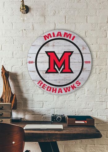 لافتة دائرية KH Sports Fan Miami University Redhawks Weathered Circle، 20x20 بوصة، ديكور Redhawks؛ أظهر روح فريقك مع هذه اللوحة الفنية الجدارية الفريدة من نوعها من ميامي أوف أوهايو ريدهوكس in Saudi Arabia