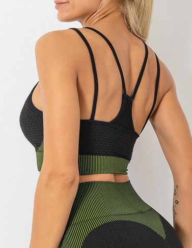 Women's Seamless Spaghetti Strap Sports Bra Mesh Back Yoga Top High Support Gym Workout Tank in Saudi Arabia