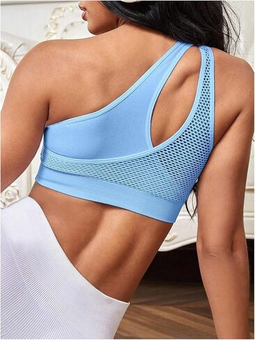 OYOANGLE Women's One Shoulder Sports Bras Cutout Workout One Strap Sexy Crop Tank Tops in Saudi Arabia
