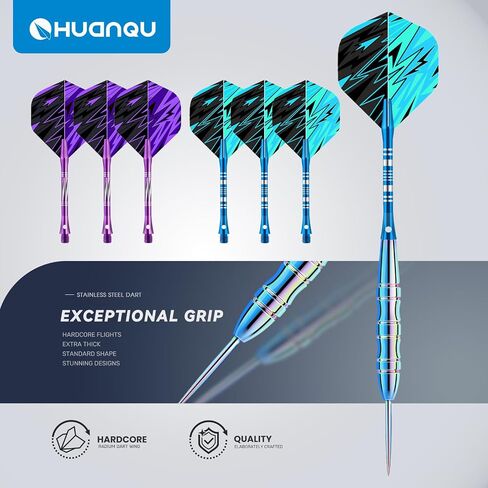 Darts Metal Tip Set, 3 Pack Steel Tip Darts Set Available in 20, 20.5, 21.5 Gram, Professional Dart for Dartboard with Aluminum Shafts, Nonslip Iron Barrels, O-Rings, Sharpener Tool, Carrying Box in Saudi Arabia