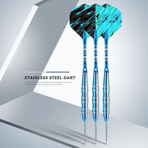 Darts Metal Tip Set, 3 Pack Steel Tip Darts Set Available in 20, 20.5, 21.5 Gram, Professional Dart for Dartboard with Aluminum Shafts, Nonslip Iron Barrels, O-Rings, Sharpener Tool, Carrying Box in Saudi Arabia