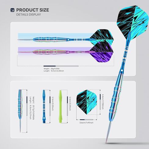Darts Metal Tip Set, 3 Pack Steel Tip Darts Set Available in 20, 20.5, 21.5 Gram, Professional Dart for Dartboard with Aluminum Shafts, Nonslip Iron Barrels, O-Rings, Sharpener Tool, Carrying Box in Saudi Arabia