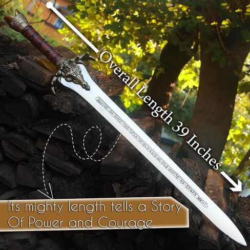 Conan The Barbarian Real Swords42 '' Handmade Conan Atlantean 1095 Carbon Steel Brass Fittings, Full Tang, Leather Sheath Viking Real King Sword 7.5 lbs Gifts for Men (Conan Father Sword) in Saudi Arabia