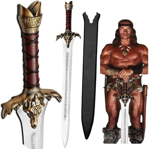 Conan The Barbarian Real Swords42 '' Handmade Conan Atlantean 1095 Carbon Steel Brass Fittings, Full Tang, Leather Sheath Viking Real King Sword 7.5 lbs Gifts for Men (Conan Father Sword) in Saudi Arabia