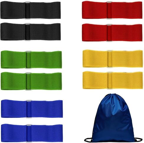 10 PCS 3 Legged Race Bands - Heavy-Duty Elastic Straps for All Ages, Outdoor Field Day Games, Team Building Activities, Family Fun (5 Colors) in Saudi Arabia