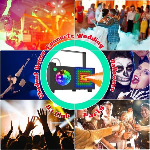 IMONE 2 في 1 آلة ضباب أفقية وعمودية للهالوين مع كرة ديسكو، آلة دخان ضباب 72 مصباح في مربع، آلة ضباب في الهواء الطلق مع جهاز تحكم عن بعد، آلة ضباب داخلية، آلة ضباب لمرحلة حفل زفاف DJ in Kuwait