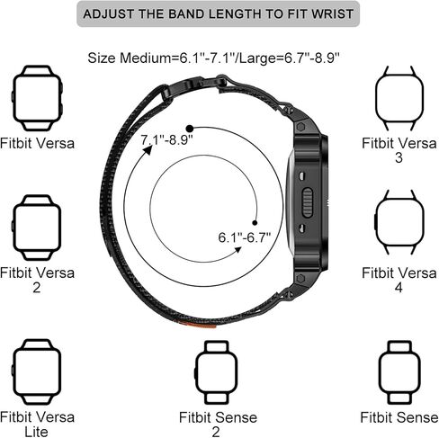 MioHHR Band Compatible with Fitbit Versa 4 3 2 1 /Fitbit Versa Lite/Fitbit Sense/Sense 2 Bands with Stainless Steel Case, Breathable Nylon Sport Adjustable Strap Replacement Rugged Wristband for Men in Kuwait