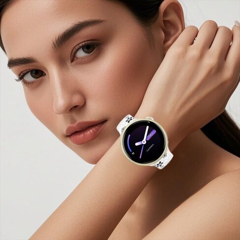 أحزمة منقوشة بالزهور بلونين متوافقة مع أحزمة ساعة الموسيقى Garmin Vivoactive 6/Vivoactive 5/3/3، حزام سيليكون ناعم 20 مم لساعة Galaxy Watch 7/6/5/5 Pro 4، Venu Sq 2/Forerunner 55/165/245/645 in Kuwait