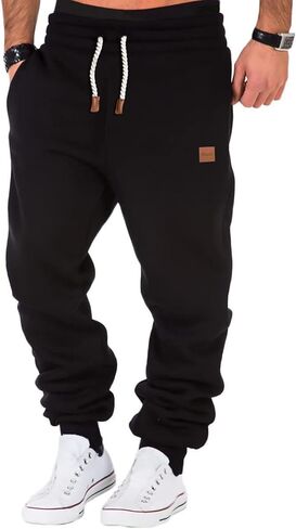 بنطال رياضي رجالي من الصوف من WATERWANG ثقيل الوزن من القطن مدبب للركض والجري مع جيوب in Kuwait