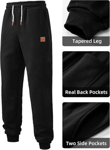 بنطال رياضي رجالي من الصوف من WATERWANG ثقيل الوزن من القطن مدبب للركض والجري مع جيوب in Kuwait