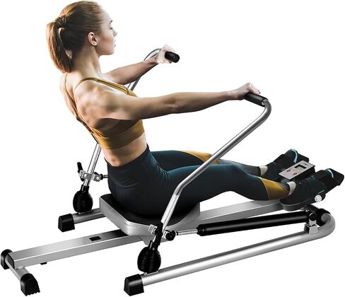 GYMAX Rowing Machines for Home, Hydraulic Rower with LCD Monitor, Adjustable Resistance up to 110LBS & Large Cushioned Seat, 265LBS Quiet Rowing Machine for Aerobic Workout Exercise Fitness in Saudi Arabia