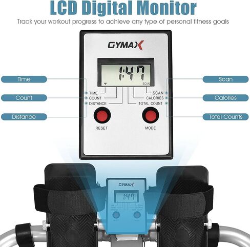 GYMAX Rowing Machines for Home, Hydraulic Rower with LCD Monitor, Adjustable Resistance up to 110LBS & Large Cushioned Seat, 265LBS Quiet Rowing Machine for Aerobic Workout Exercise Fitness in Saudi Arabia
