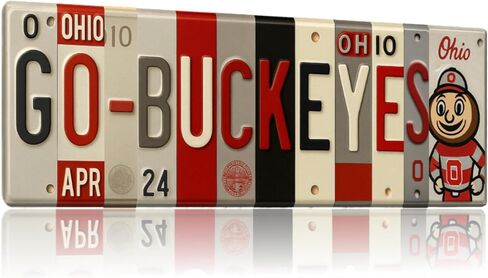 Ohio State Buckeye Metal Wall Art - 16" The Ohio State University Go Buckeyes Sign - NCAA SEC Merchandise for Man Cave, Office, or Home Decor - Gift for OSU Fans - Game Day Tailgate Decor in Saudi Arabia