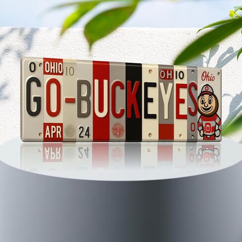 Ohio State Buckeye Metal Wall Art - 16" The Ohio State University Go Buckeyes Sign - NCAA SEC Merchandise for Man Cave, Office, or Home Decor - Gift for OSU Fans - Game Day Tailgate Decor in Saudi Arabia