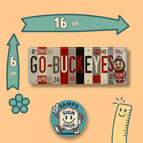 Ohio State Buckeye Metal Wall Art - 16" The Ohio State University Go Buckeyes Sign - NCAA SEC Merchandise for Man Cave, Office, or Home Decor - Gift for OSU Fans - Game Day Tailgate Decor in Saudi Arabia