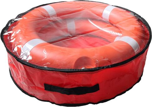 Weatherproof Life Ring Storage Bag – Life Ring Cover Holds 2 Lifebuoys + Rescue Gear – UV Resistant, Waterproof, Cold-Resistant – Double Zipper, Handle & Hook – for Pools, Water Parks, Docks, Boats in Saudi Arabia