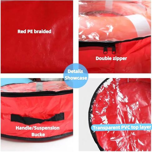 Weatherproof Life Ring Storage Bag – Life Ring Cover Holds 2 Lifebuoys + Rescue Gear – UV Resistant, Waterproof, Cold-Resistant – Double Zipper, Handle & Hook – for Pools, Water Parks, Docks, Boats in Saudi Arabia